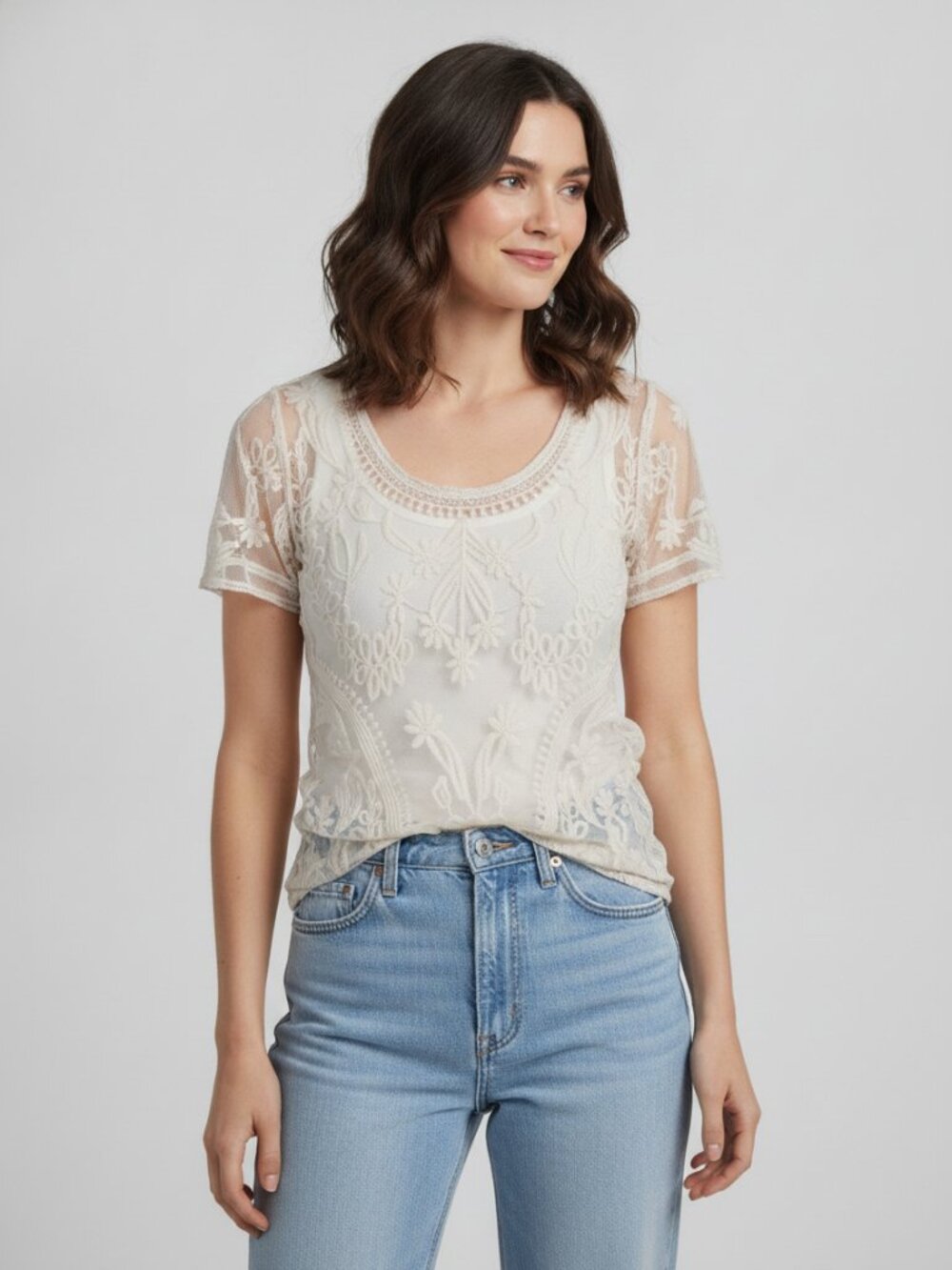 Anthropologie Dulcie Ivory Sheer Shirt